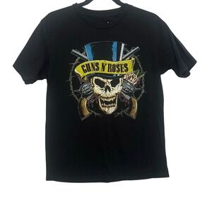 Bravado Mens Black Guns N Roses Skull Logo Graphic 100% Cotton T-Shirt Medium